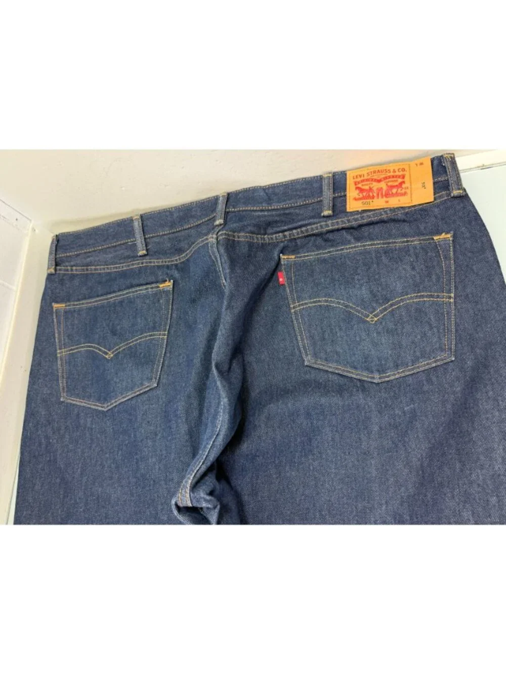 Levis 501 Jeans Men's 48X29 Raw Denim Button Fly Straight Leg